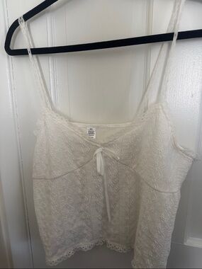 Lace-Trim Ivory Camisole Tank Top
